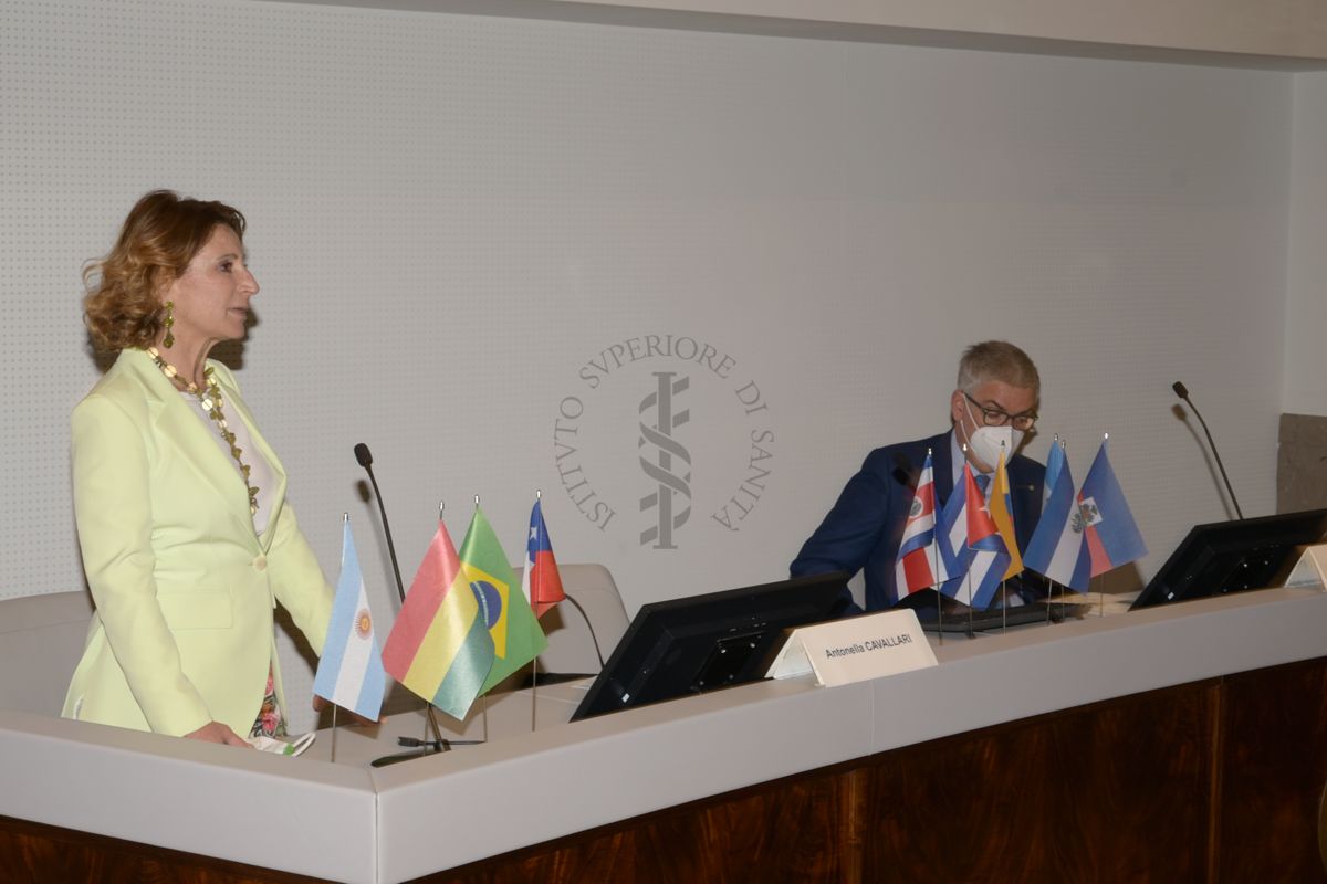 Auditorium Pocchiari dell'Istituto Superiore di Sanità: intervento della Dott.ssa Antonella Cavallari; a destra è seduto il Prof. Silvio Brusaferro