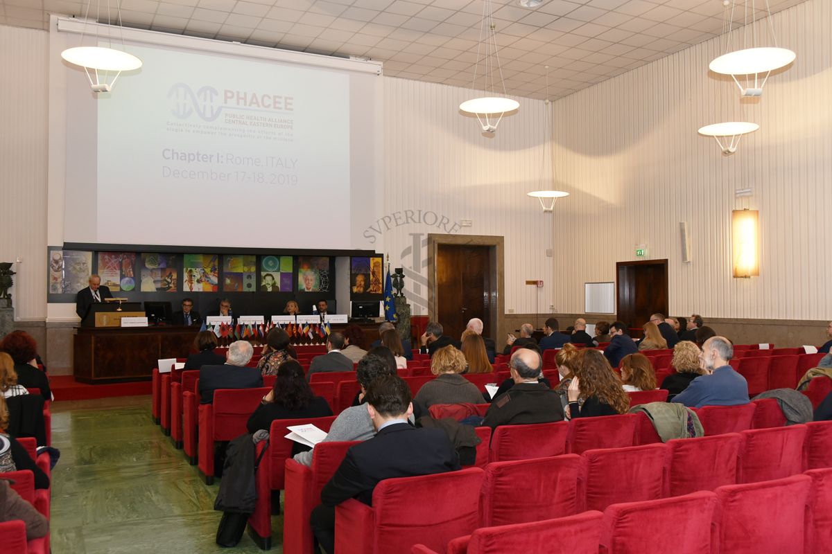 Aula Pocchiari ISS, Summit PHACEE: Intervento di Roberto Antonione, Luigi Bertinato, Prof. Silvio Brusaferro, Mira Dasic e Luca Rosi