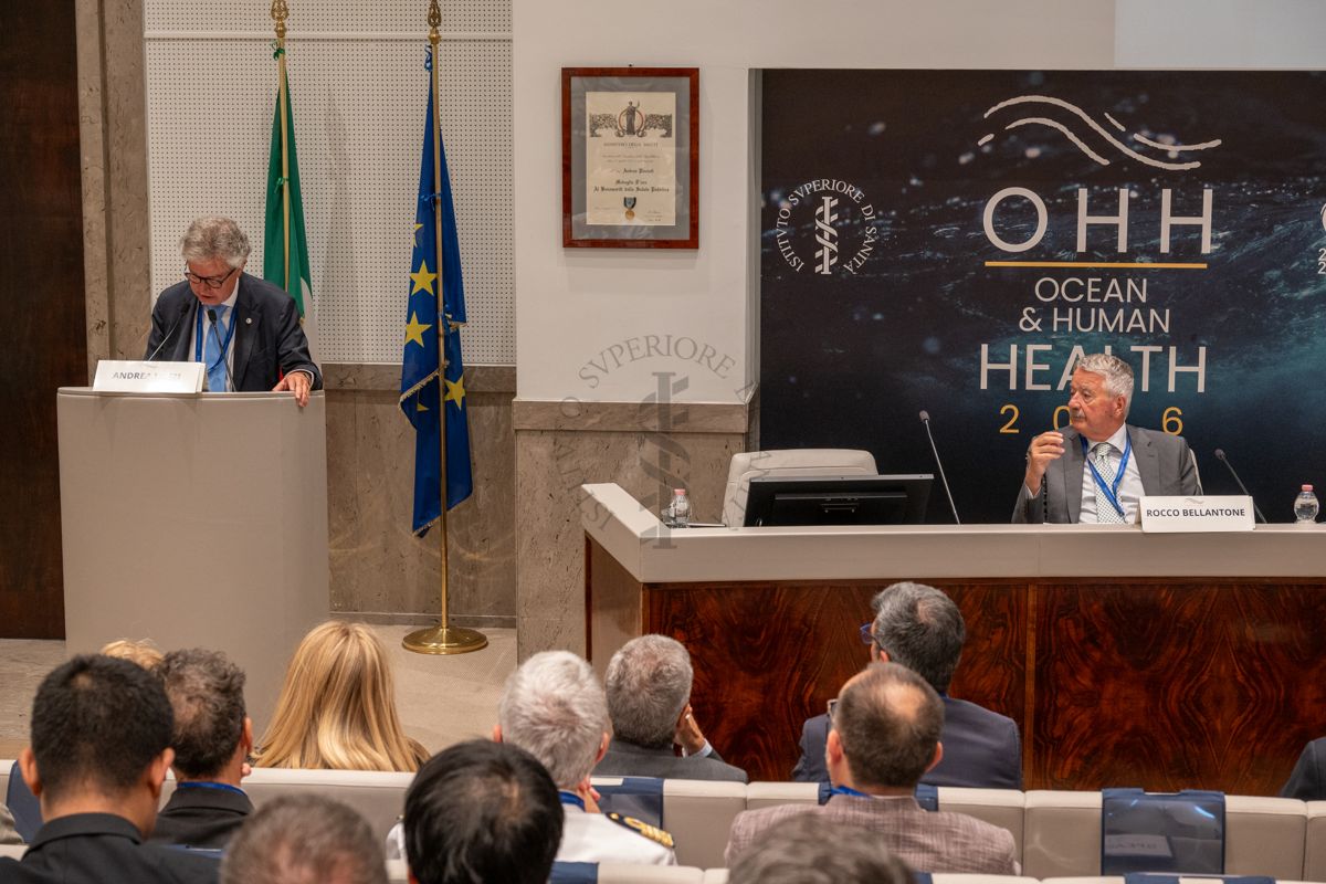 Intervento del Prof. Andrea Lenzi, Presidente del Consiglio Nazionale delle Ricerche. Sulla destra il Prof. Rocco Bellantone, Presidente dell'Istituto Superiore di Sanità