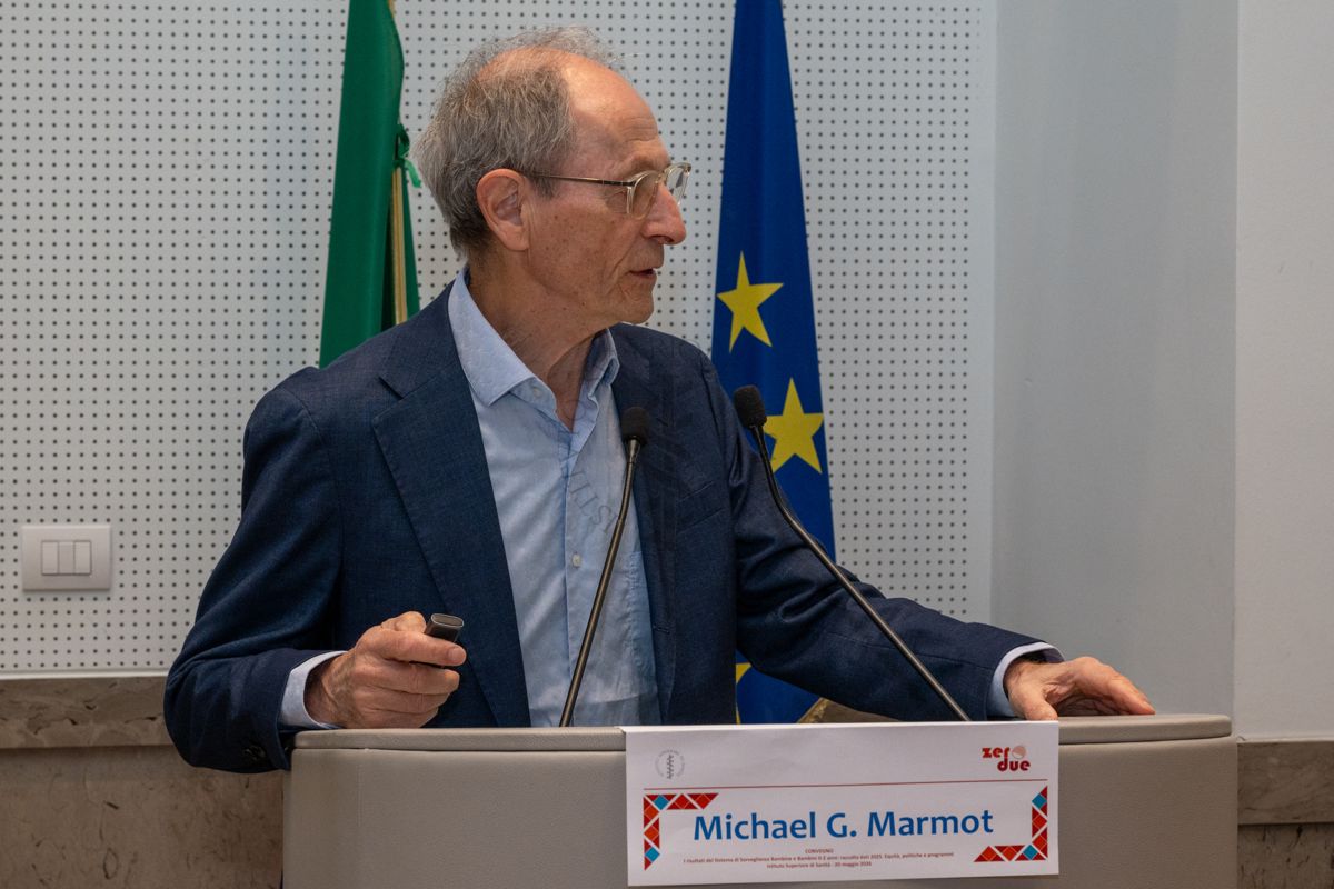 Intervento in Aula Magna dell'ISS di Sir Michael Gideon Marmot, professore di epidemiologia e sanità pubblica presso l'University College di Londra e direttore dell'UCL Intitute of Health Equity