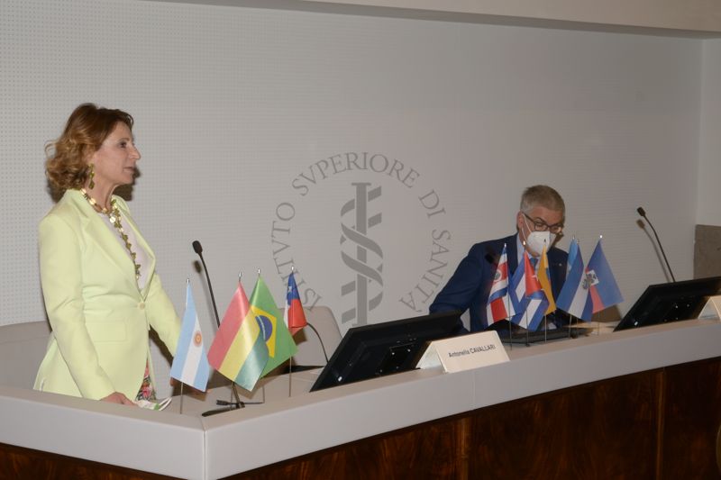 Auditorium Pocchiari dell'Istituto Superiore di Sanità: intervento della Dott.ssa Antonella Cavallari; a destra è seduto il Prof. Silvio Brusaferro