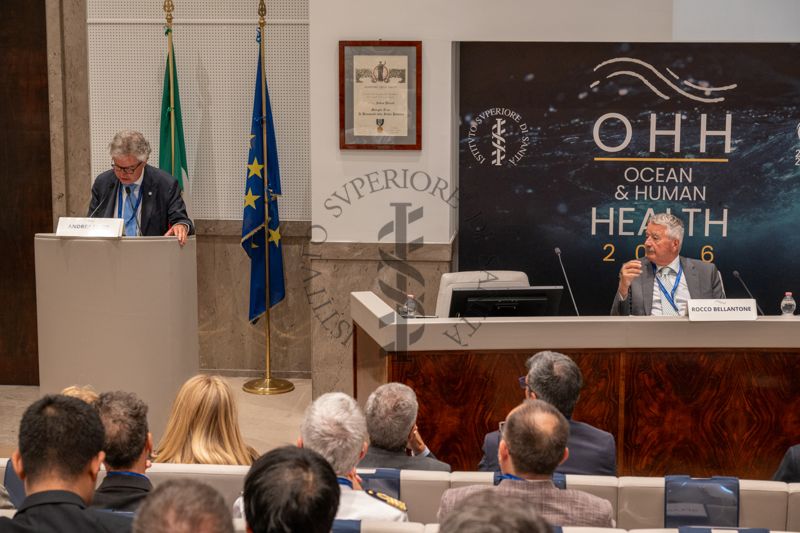 Intervento del Prof. Andrea Lenzi, Presidente del Consiglio Nazionale delle Ricerche. Sulla destra il Prof. Rocco Bellantone, Presidente dell'Istituto Superiore di Sanità