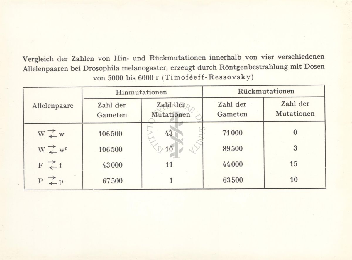 Confronti fra numeri di mutazioni dirette e inverse