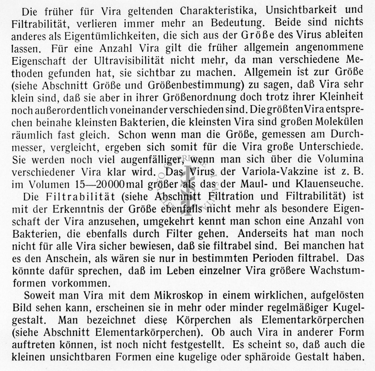 Stralcio dal libro "Virus und viruskrankheiten" di Gustav Sciffert"