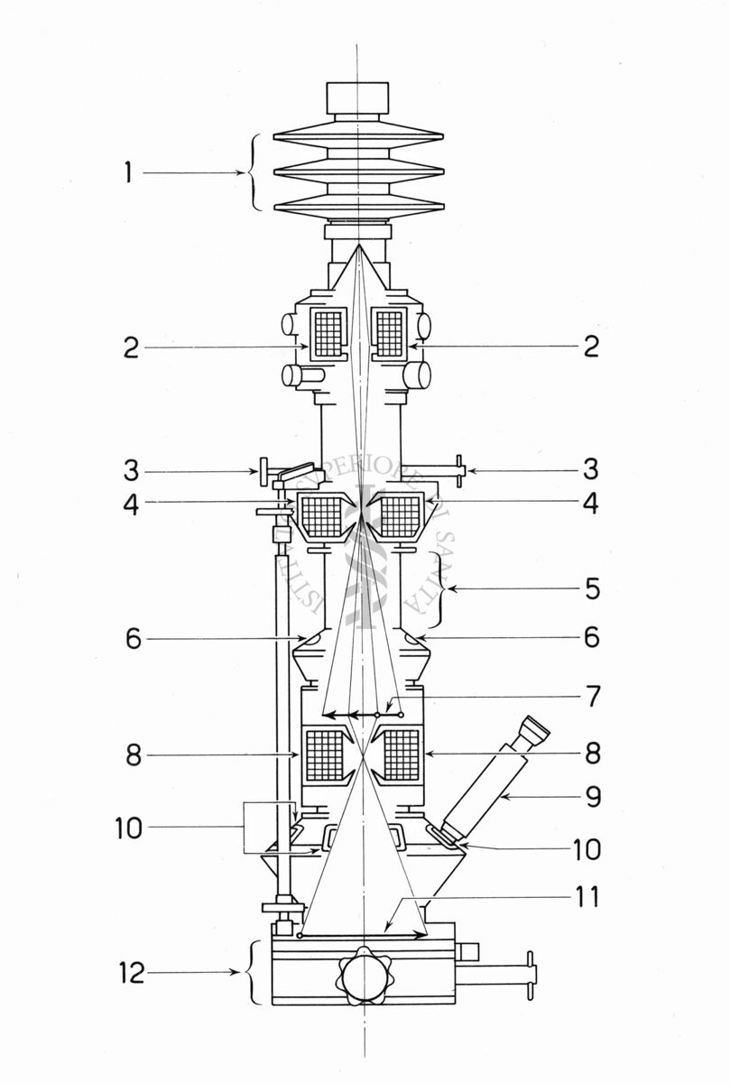 Schema di un microscopio elettronico