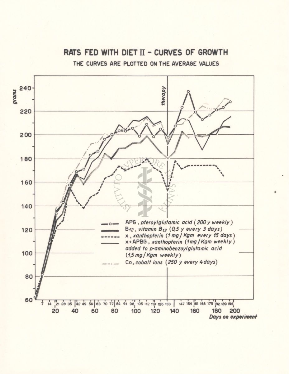 Curve dei pesi di ratti carenti di acido folico