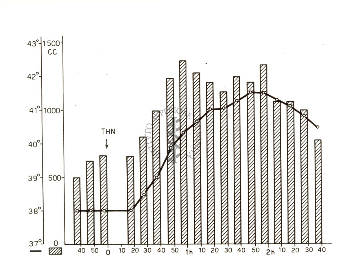 Grafico riguardante l'azione iperemizzante di Etil - Thn