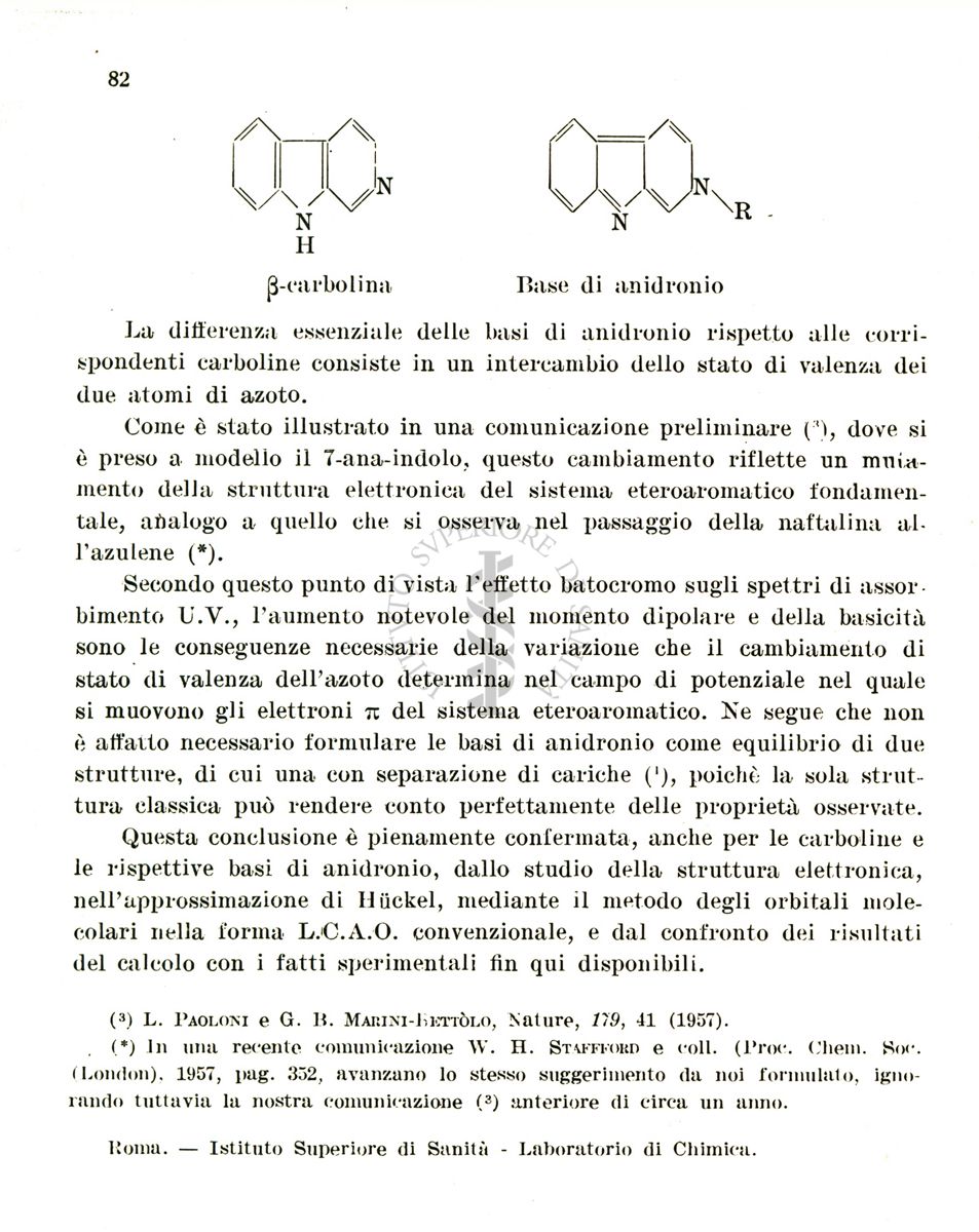 La struttura elettronica delle carboline e delle corrispondenti basi di anidronio