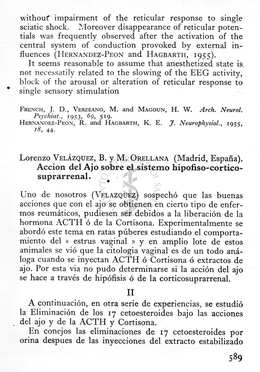 ECG patterns, anesthetic and peripherally evoked reticular  potentials