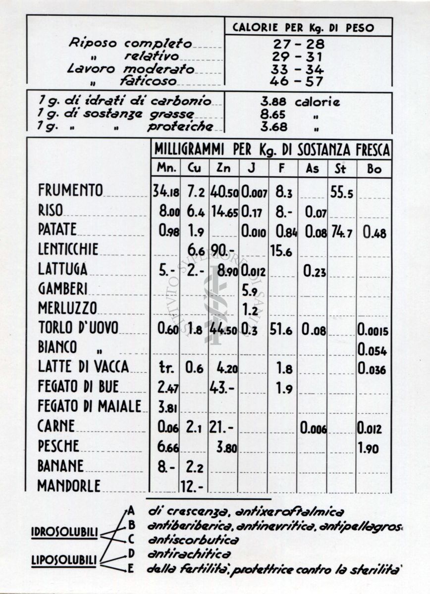 Composizione media di alcuni alimenti