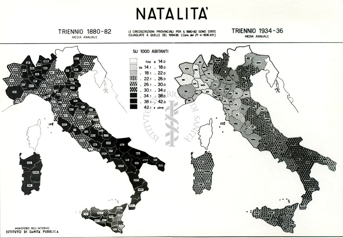 Movimento demografico nelle Province d'Italia - Natalità, 1880-82, 1934-36