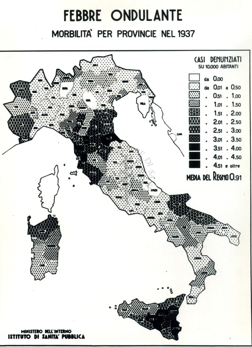 Movimento demografico nelle Province d'Italia - Febbre Ondulante, morbilità per provincie nel 1937