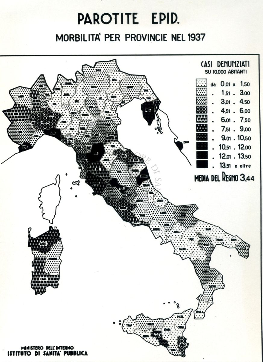 Movimento demografico nelle Province d'Italia - Parotite Epid., morbilità per provincie nel 1937