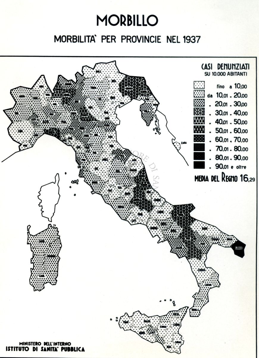 Movimento demografico nelle Province d'Italia - Morbillo, morbilità per provincie nel 1937