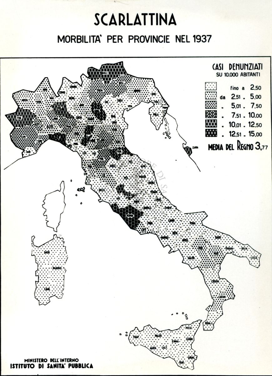 Movimento demografico nelle Province d'Italia - Scarlattina, morbilità per provincie nel 1937