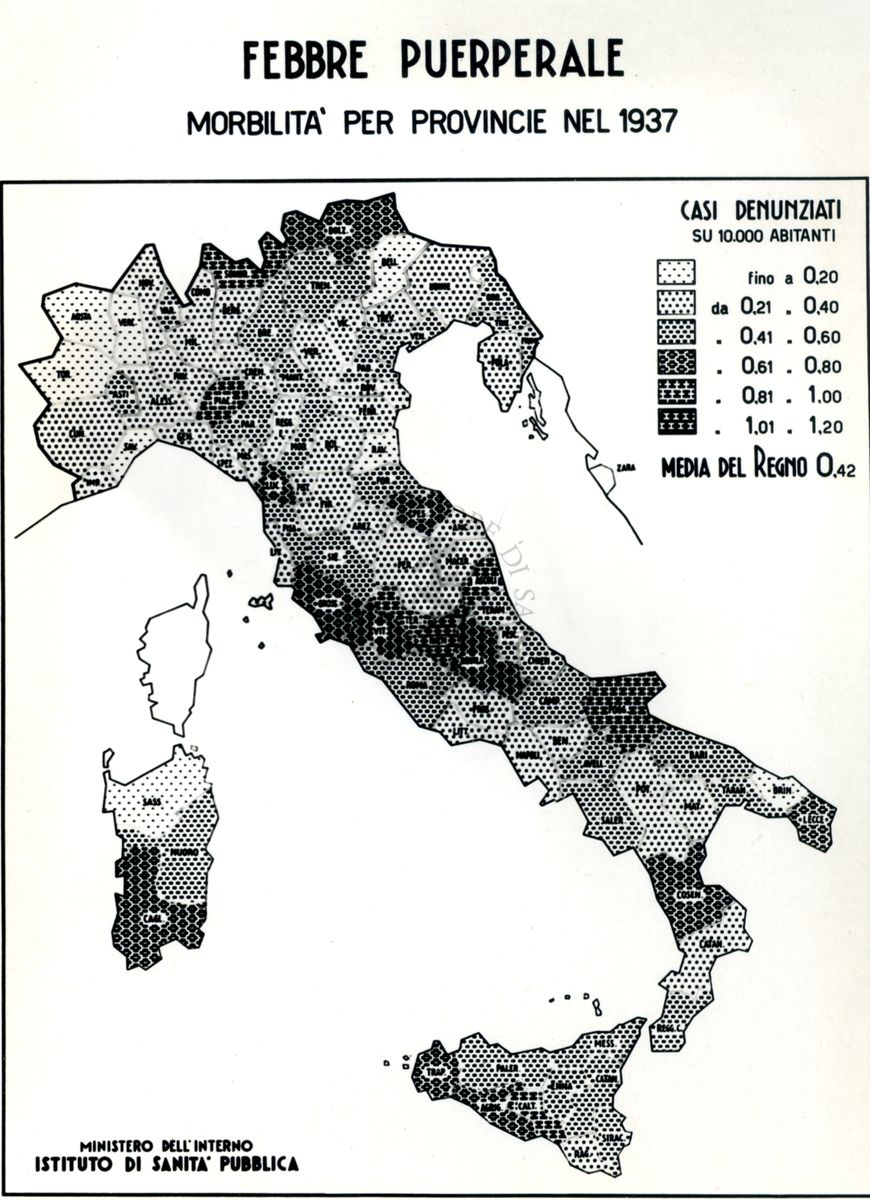 Movimento demografico nelle Province d'Italia con particolare riguardo alla Febbre Puerperale, morbilità per provincie nel 1937