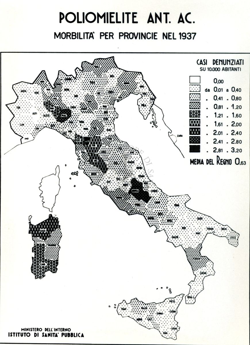 Movimento demografico nelle Province d'Italia con particolare riguardo alla Poliomelite Ant. Ac., morbilità per provincie nel 1937