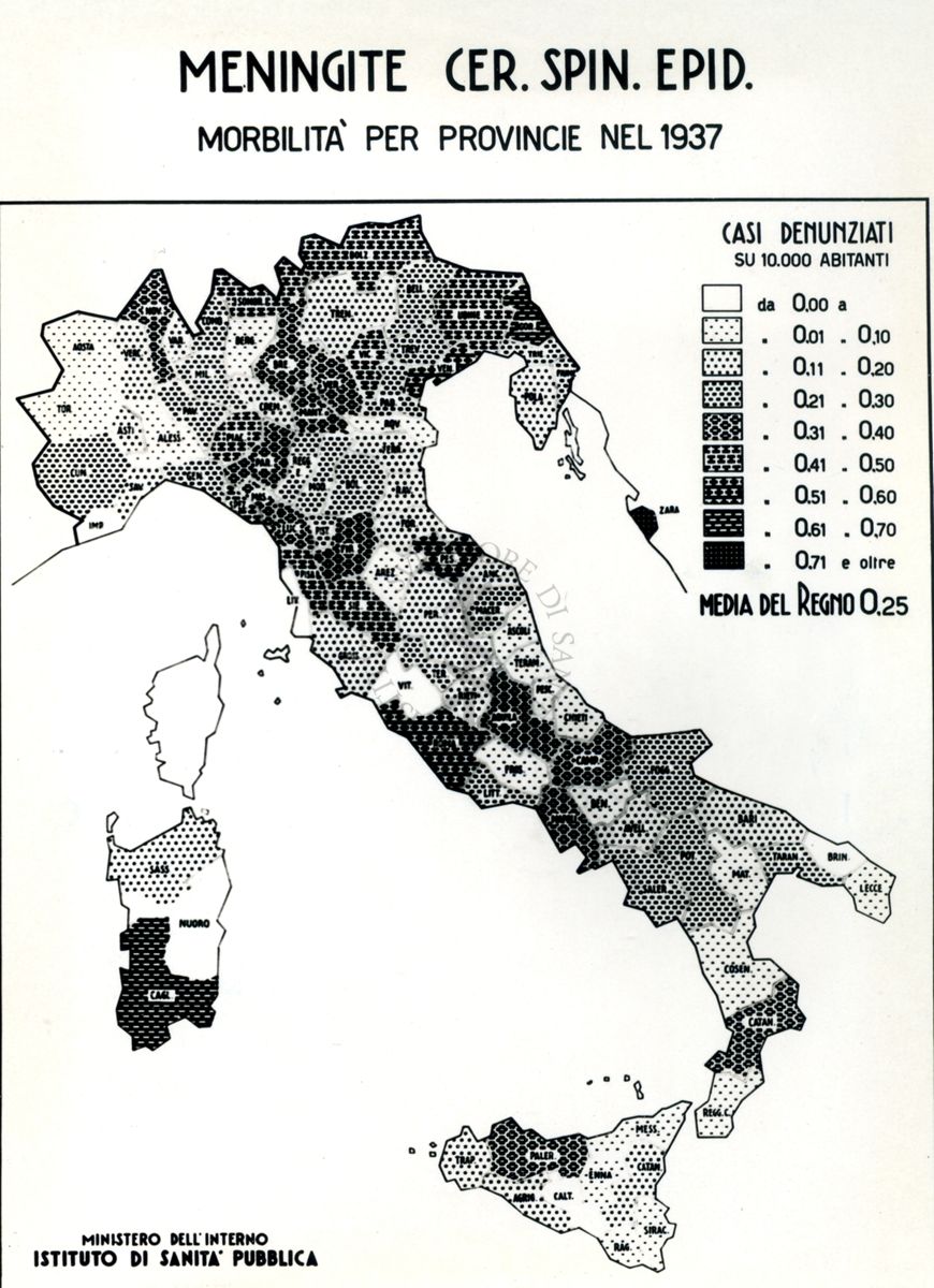 Movimento demografico nelle Province d'Italia con particolare riguardo alla Meningite Cer. Spin. Epid., morbilità per provincie nel 1937