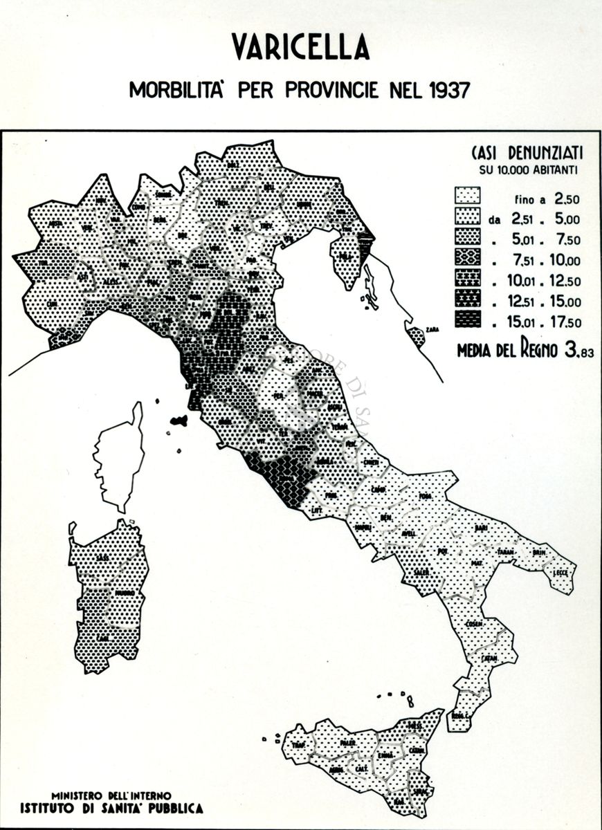 Movimento demografico nelle Province d'Italia con particolare riguardo alla Varicella, morbilità per provincie nel 1937