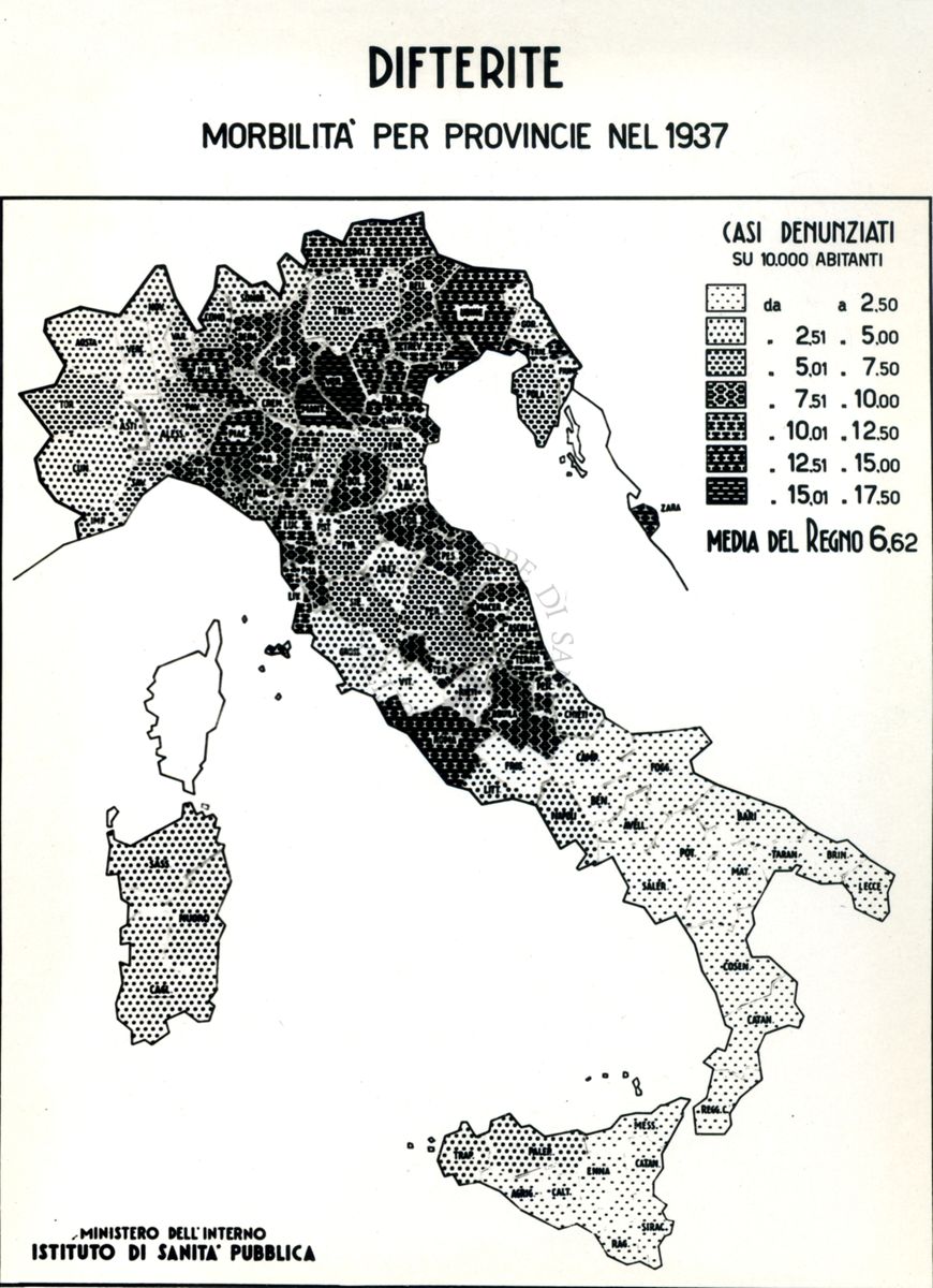 Movimento demografico nelle Province d'Italia con particolare riguardo alla Difterite, morbilità per provincie nel 1937