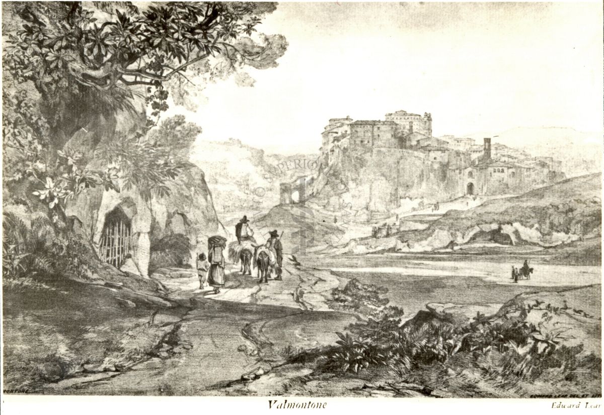 Disegno di Valmontone 1841, realizzato da Edward Lear