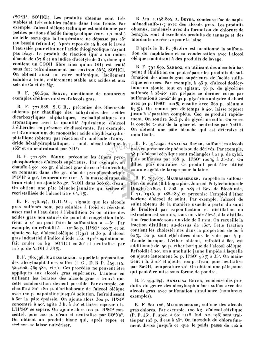 Sostanze d'imbiancamento. Gli alcoli grassi a peso molecolare alto e loro derivati sulfonati. Il loro impiego nell'industria tessile. Sisley.