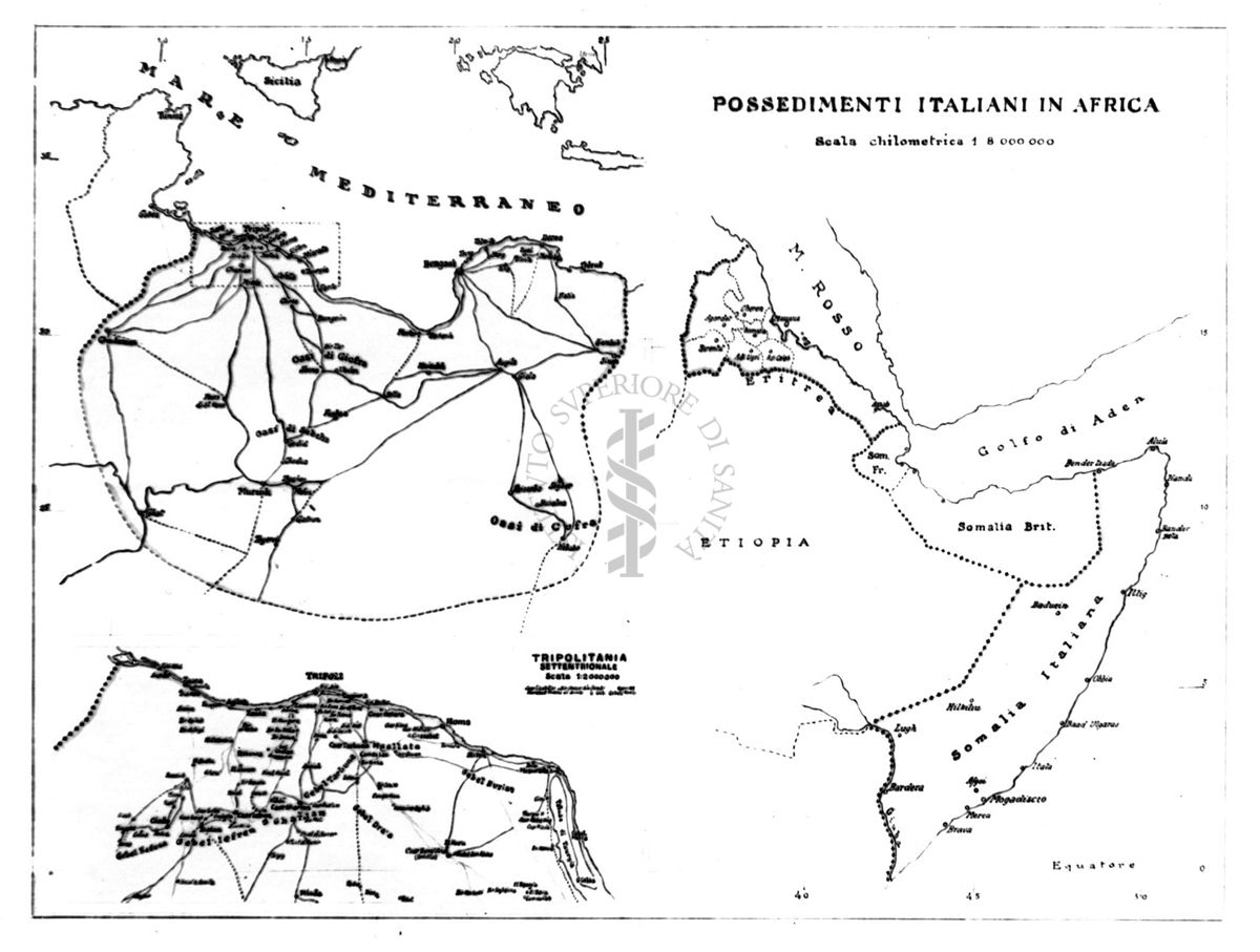 Cartogramma dei possedimenti Italiani in Africa