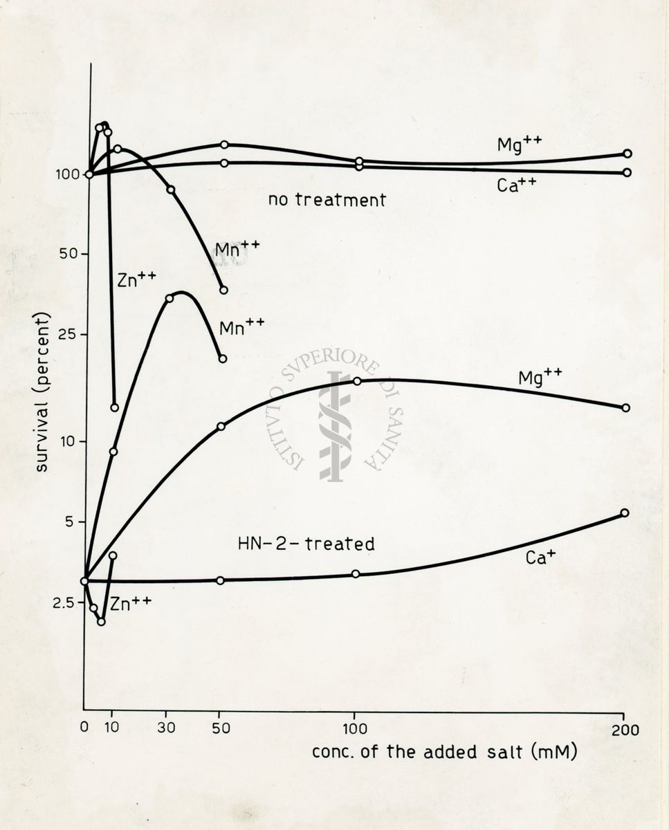 Grafico riguardante la riattivazione di comidi di Penicillium inattivati da azotoiprite