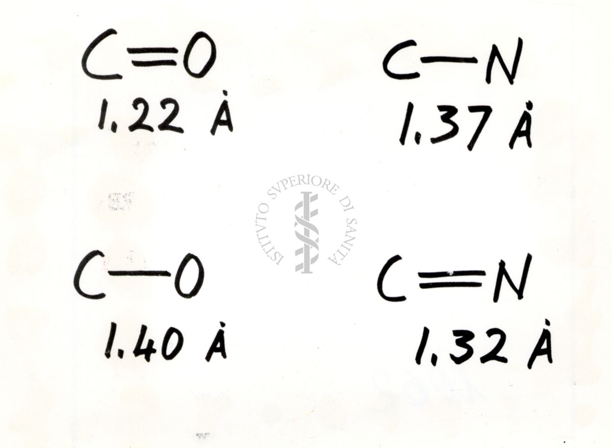 Distanze internucleari in angstrom (Å) del carbonio (C) legato a ossigeno (O) o azoto (N), con legami singoli e doppi