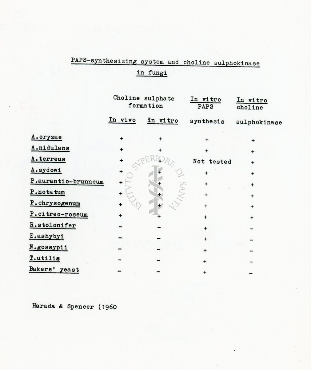 Presenza di sulfochinosi nei funghi