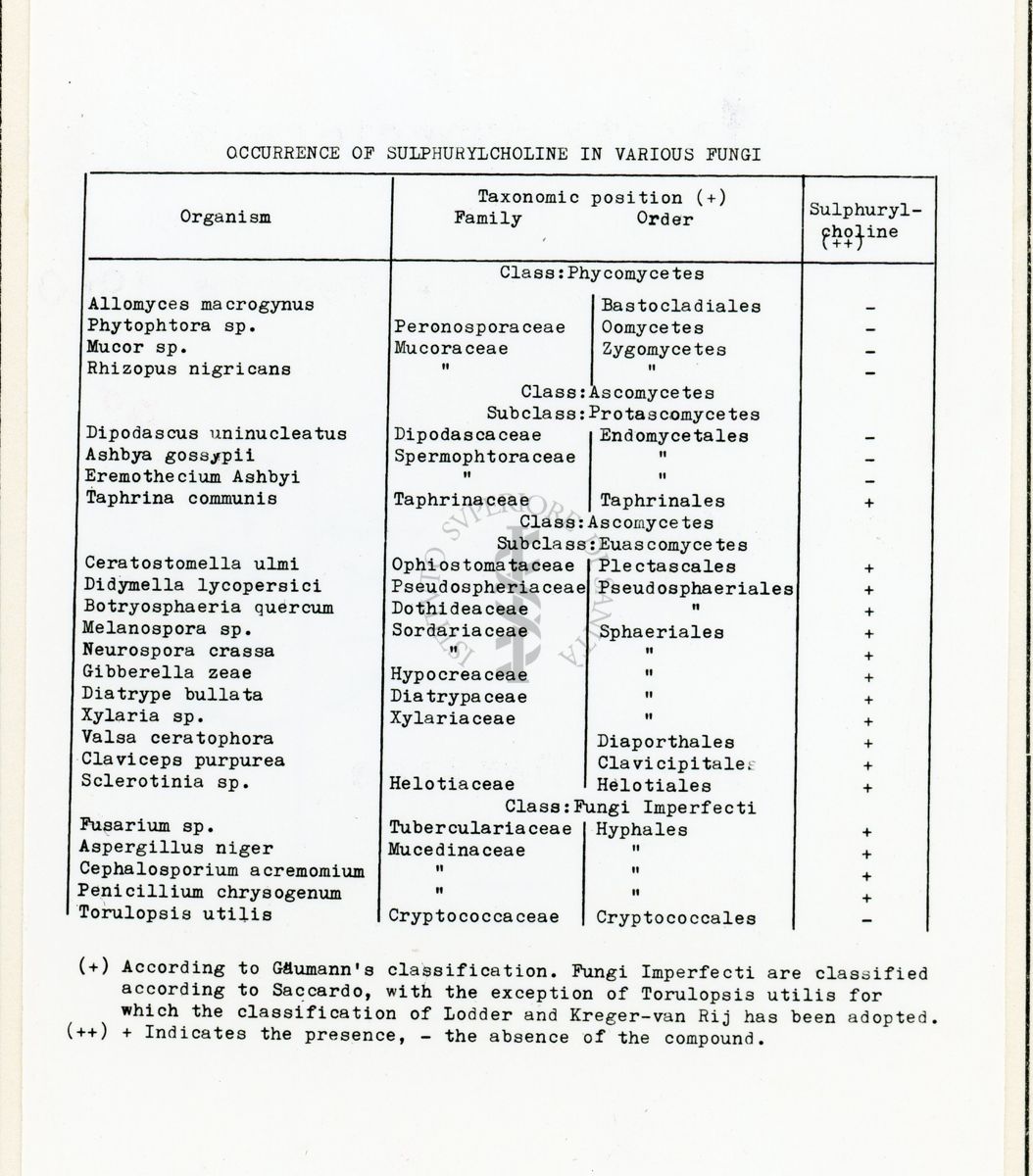 Distribuzione di sulfochinosi nei funghi