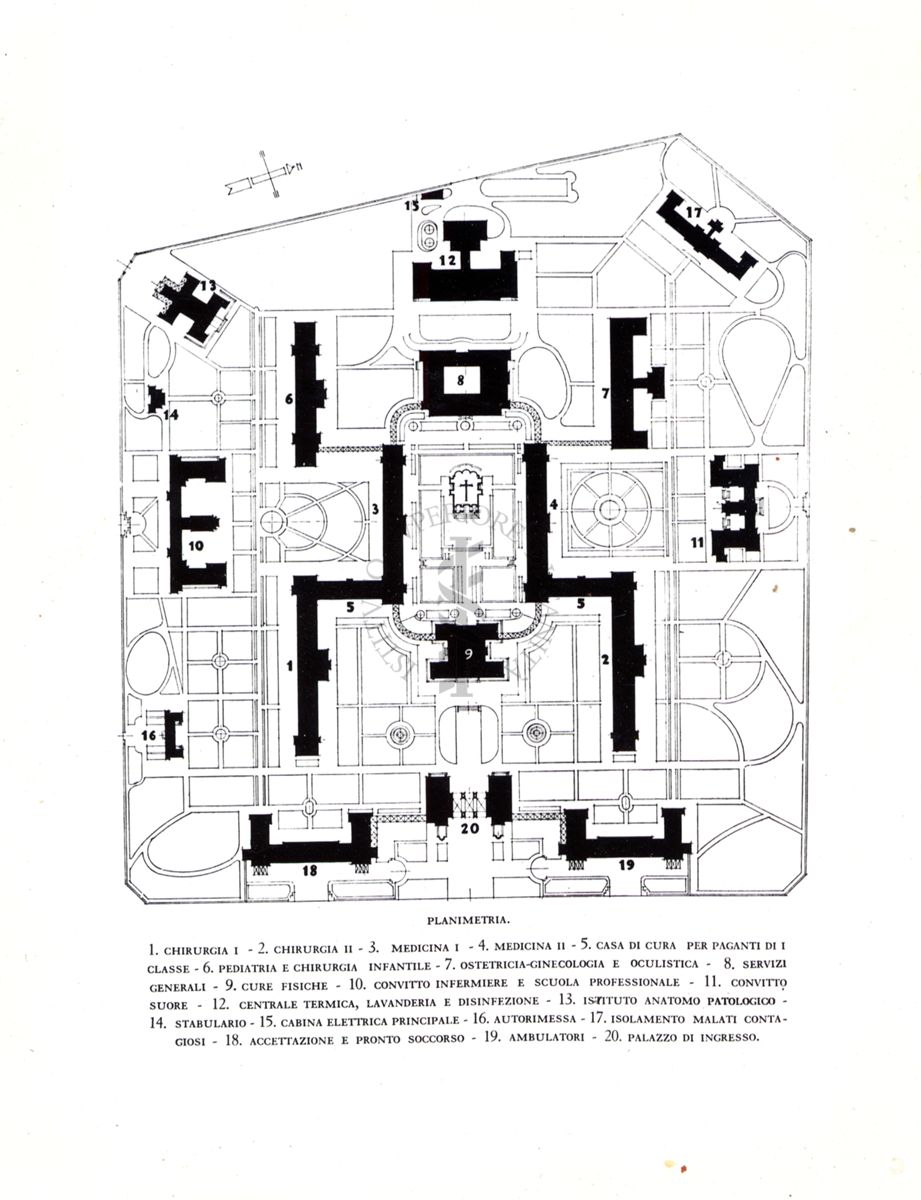 Tipo di planimetria di un' grande ospedale italiano