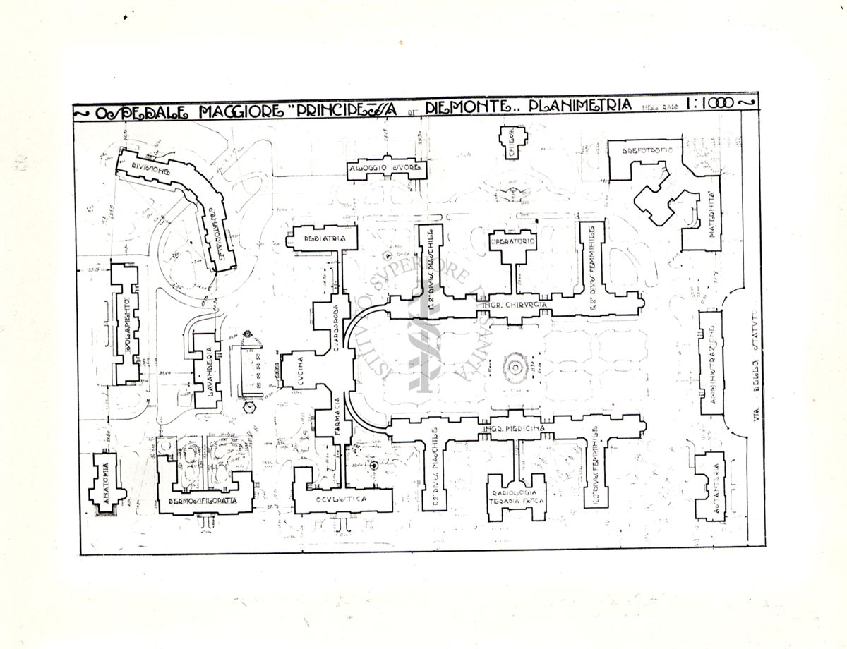 Tipo di planimetria di un' grande ospedale italiano