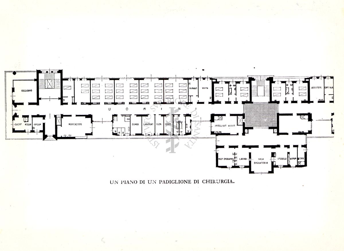 Pianta di un reparto dell'Ospedale Maggiore di Milano