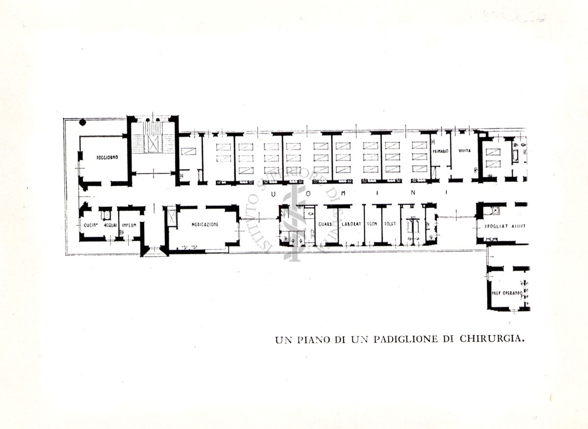 Pianta di un reparto dell'Ospedale Maggiore di Milano