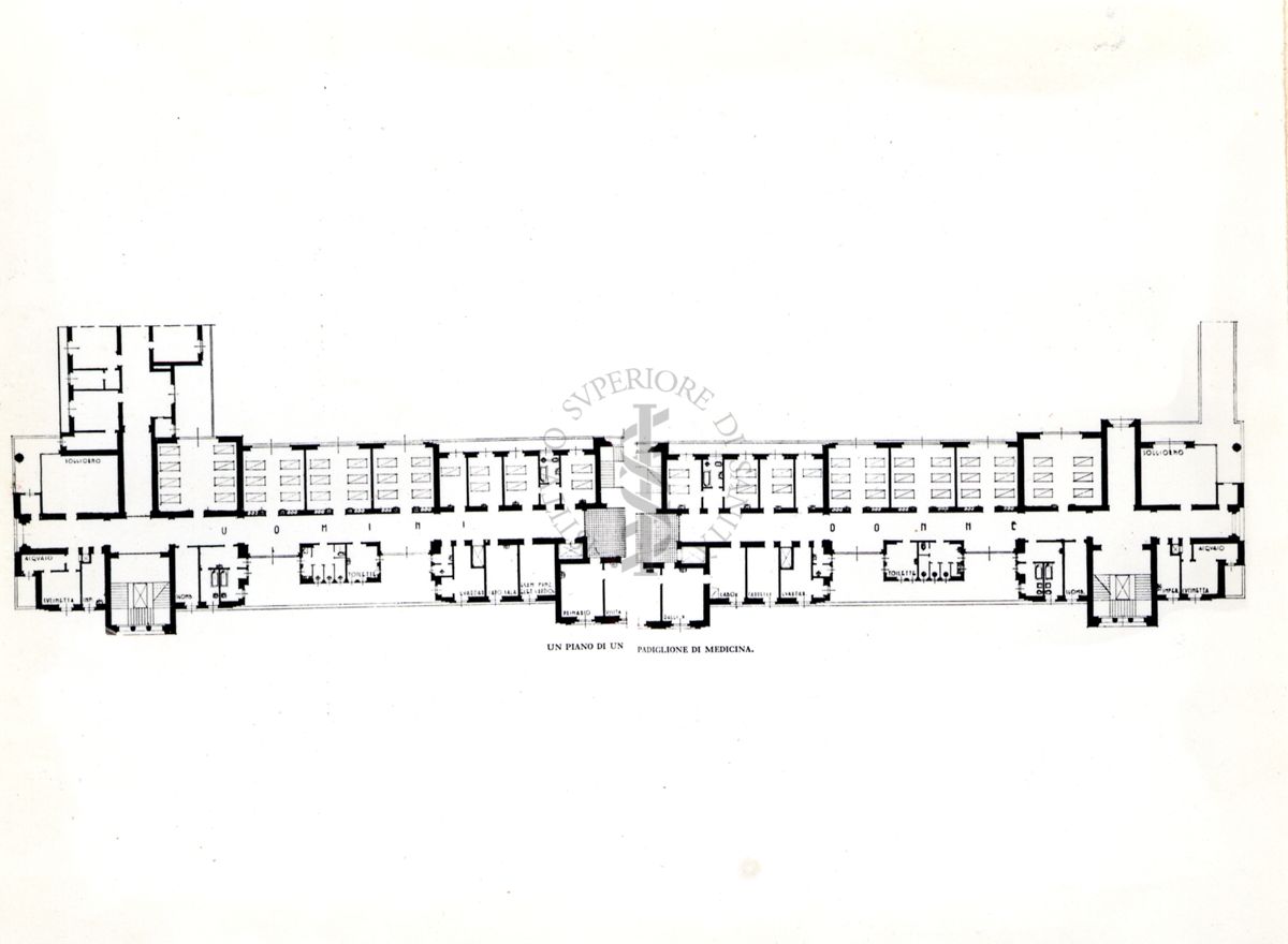 Pianta di un reparto dell'Ospedale Maggiore di Milano