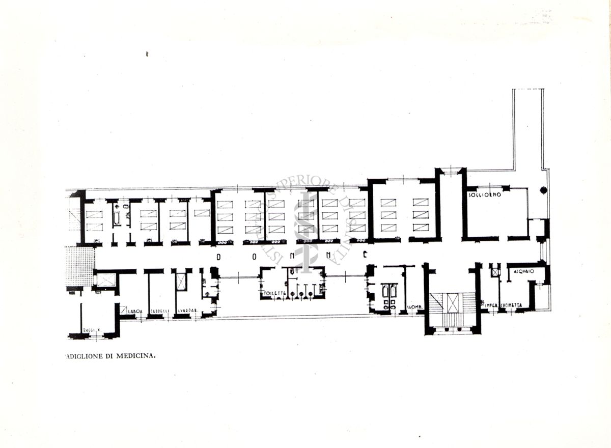 Pianta di un reparto dell'Ospedale Maggiore di Milano