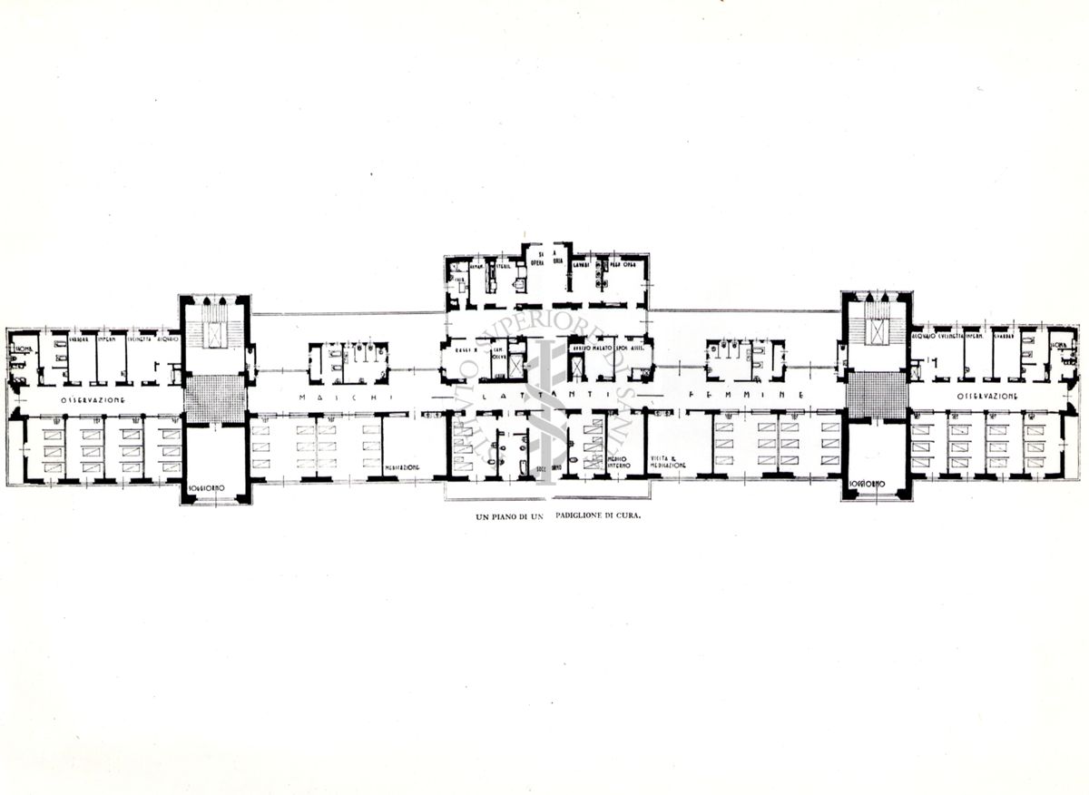 Pianta di un reparto dell'Ospedale Maggiore di Milano