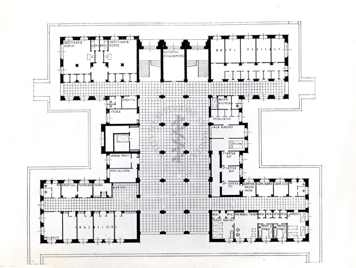 Pianta della sezione idroterapica dell'0spedale Maggiore di Milano