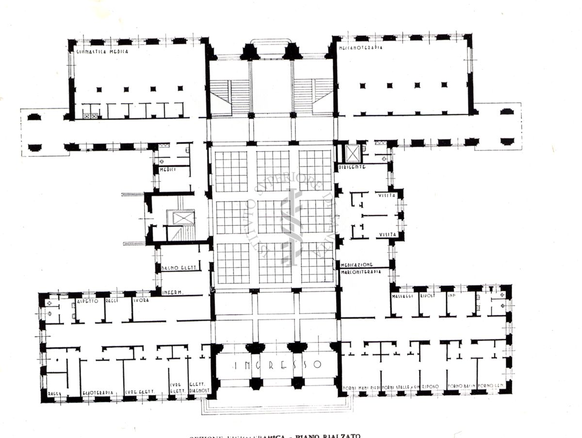 Pianta della sezione fisioterapica dell'Ospedale Maggiore di Milano