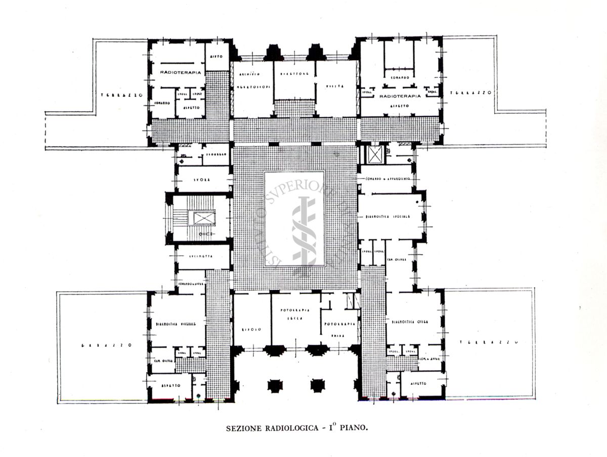 Pianta della sezione radiologica dell'Ospedale Maggiore di Milano