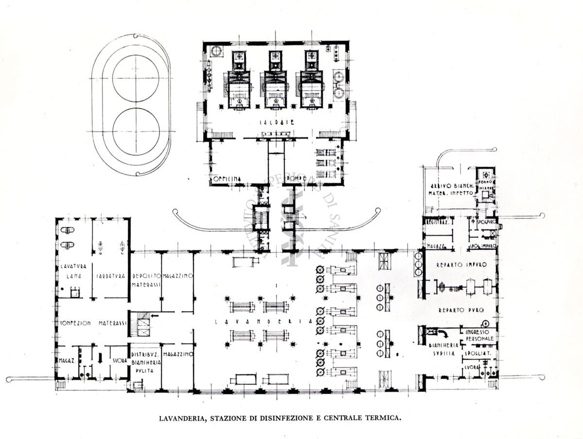 Tipo di impianto di lavanderia, stazione di disinfezione e centrale termica di un grande ospedale