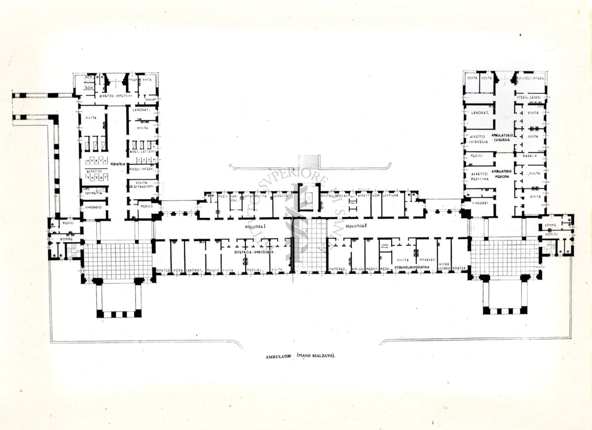 Pianta di ambulatori presso l'Ospedale Maggiore di Milano