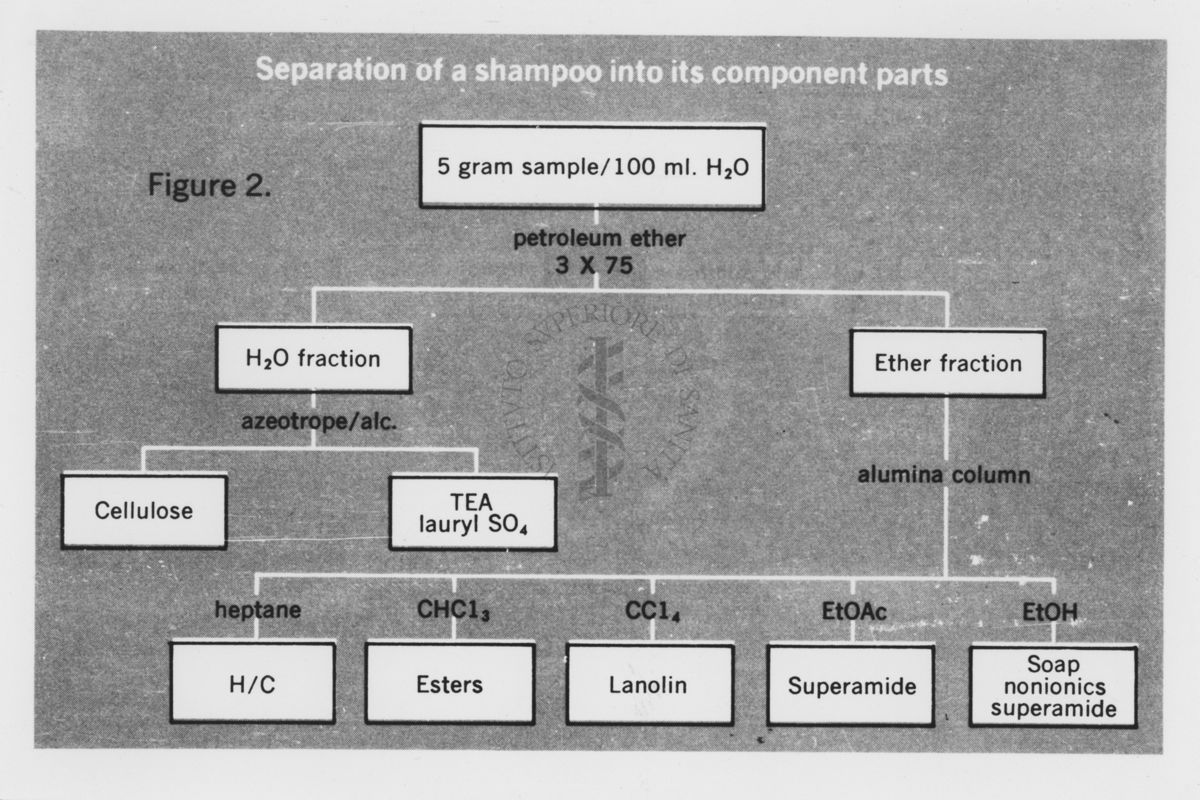 Rappresentazione della separazione di uno shampoo nelle parti componenti