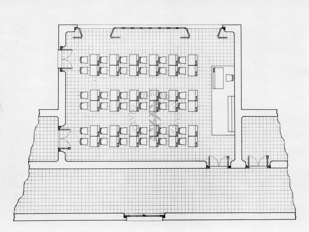 Progetto tipo di scuola elementare all'aperto. Aula particolare