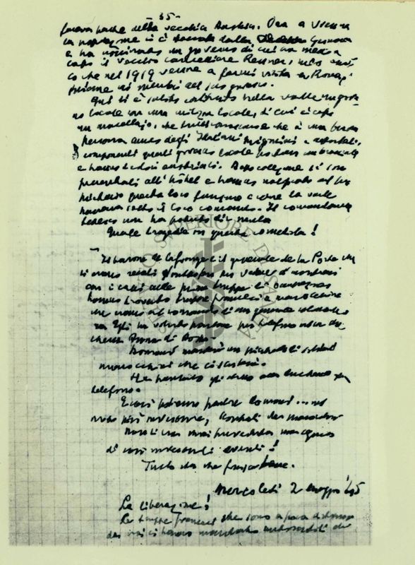 Seconda parte di documento autografo datato 2 maggio '45