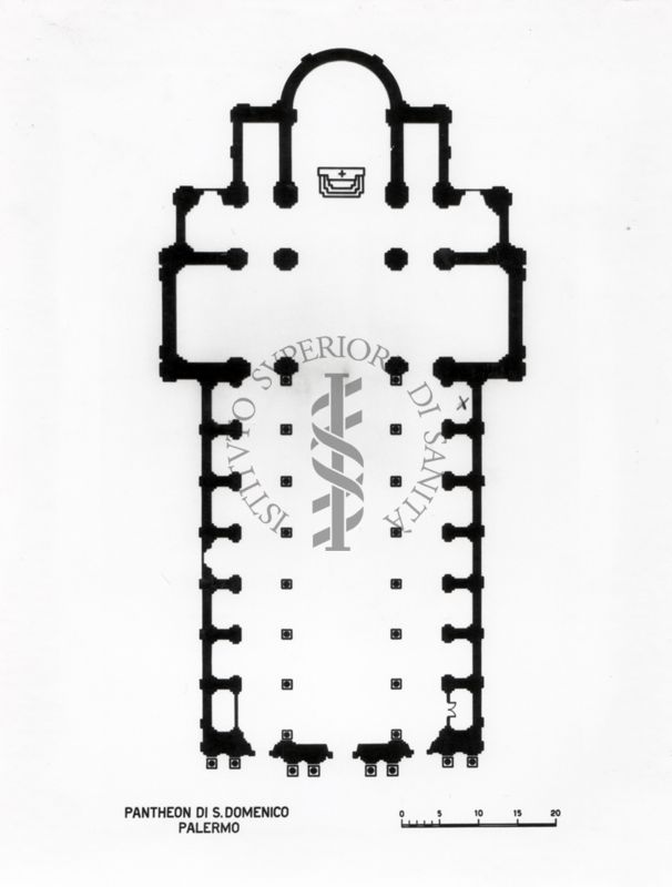 Pianta del Pantheon di San Domenico a Palermo