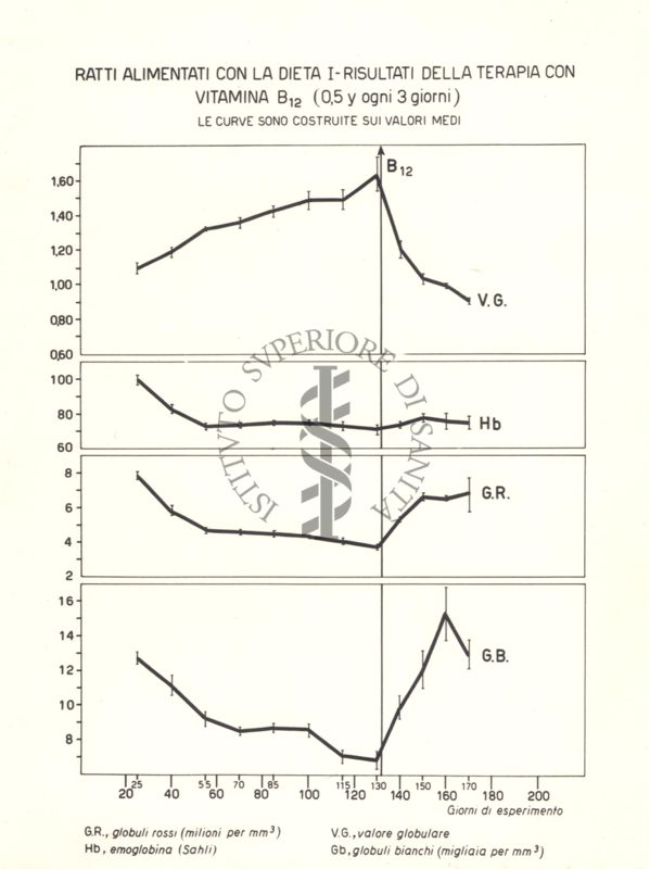 Tracciati che mostrano i risultati della terapia con Vitamina B.12