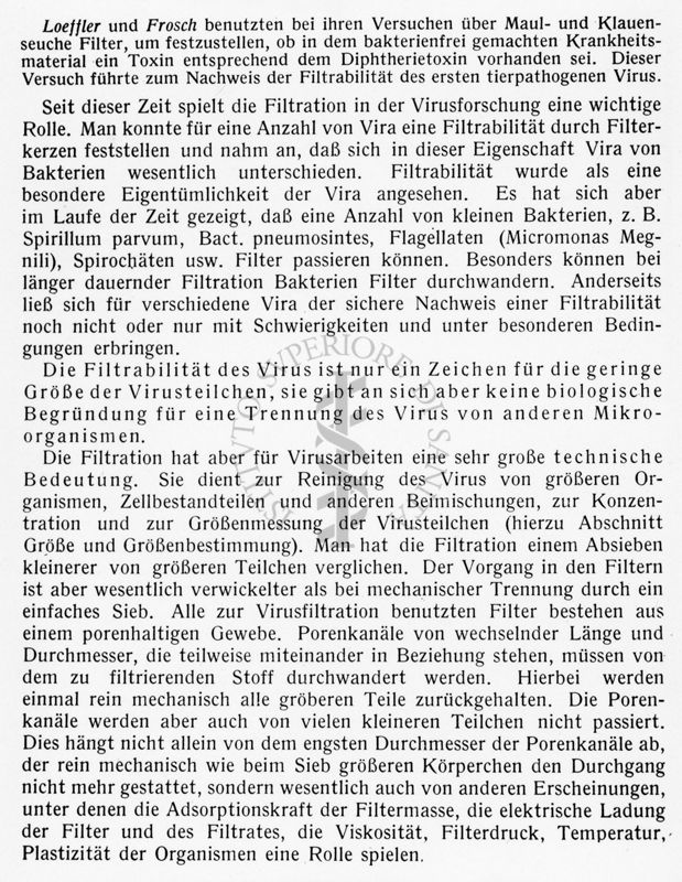 Stralcio di articolo ripreso dal libro "Virus und viruskrankheiten" di Gustav Sciffert"