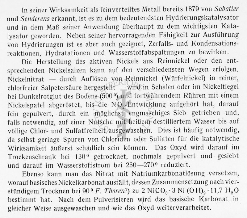 Stralcio dal libro "Technische Fortschrittsberichtu Katalytische Reaktionen